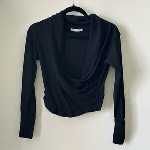 free people black cow neck long sleeve top